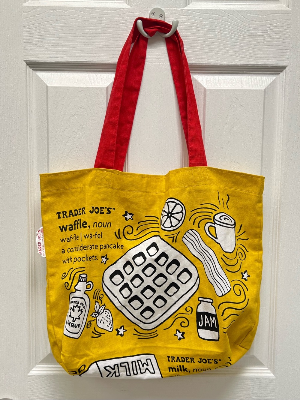 Trader Joe's Breakfast Waffle Toast Milk Jam Canvas Eco Shopping Tote Bag